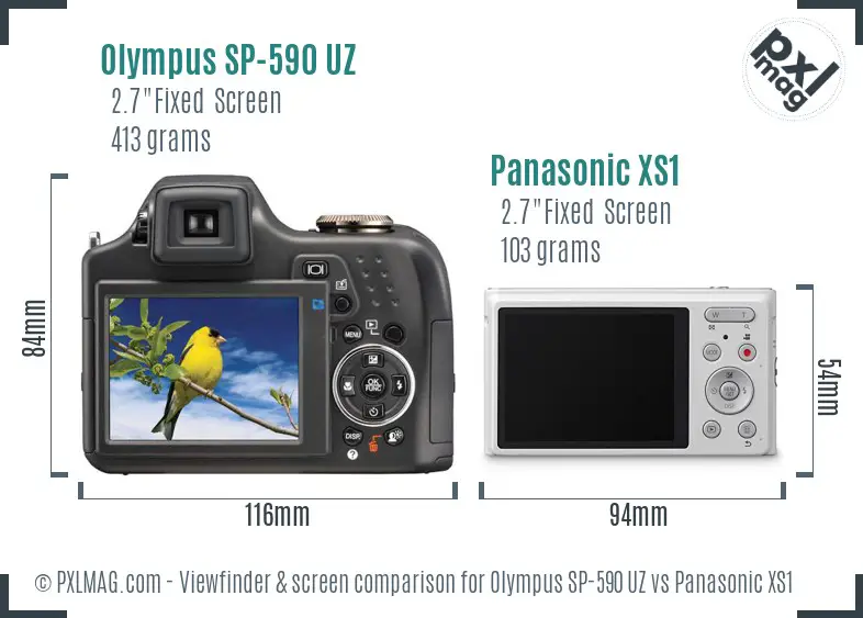 Olympus SP-590 UZ vs Panasonic XS1 Screen and Viewfinder comparison