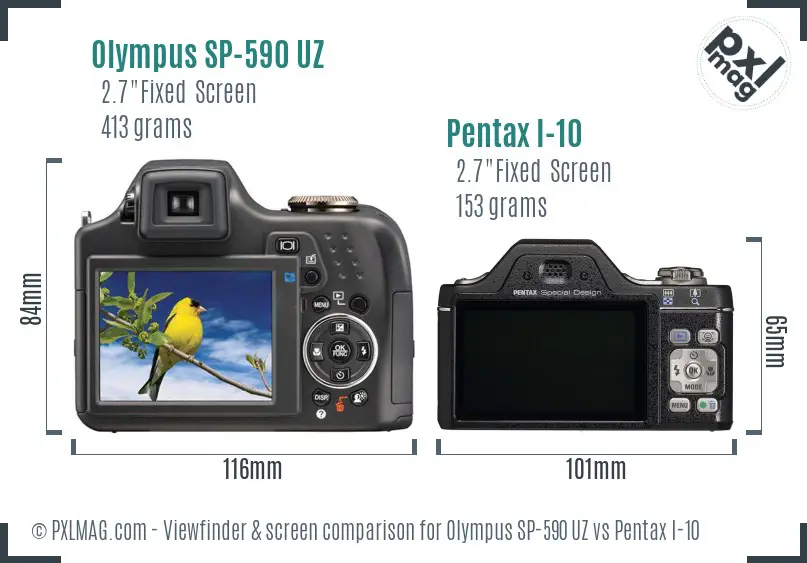 Olympus SP-590 UZ vs Pentax I-10 Screen and Viewfinder comparison