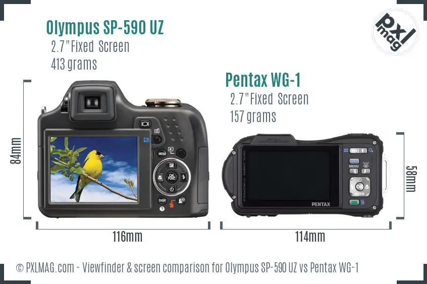 Olympus SP-590 UZ vs Pentax WG-1 Screen and Viewfinder comparison