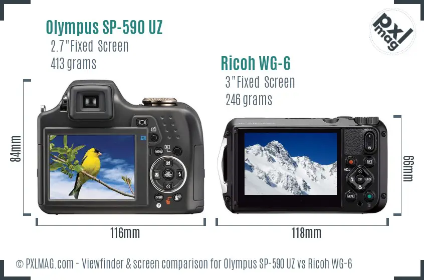Olympus SP-590 UZ vs Ricoh WG-6 Screen and Viewfinder comparison Olympus SP-590 UZ vs Ricoh WG-6 Screen and Viewfinder comparison