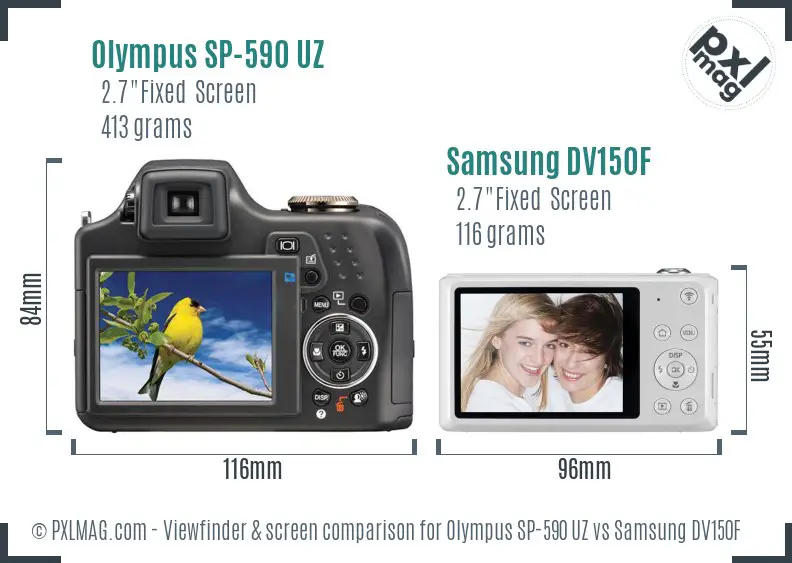 Olympus SP-590 UZ vs Samsung DV150F Screen and Viewfinder comparison Olympus SP-590 UZ vs Samsung DV150F Screen and Viewfinder comparison