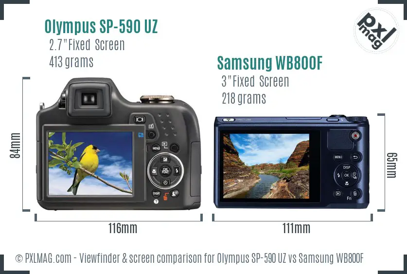 Olympus SP-590 UZ vs Samsung WB800F Screen and Viewfinder comparison Olympus SP-590 UZ vs Samsung WB800F Screen and Viewfinder comparison