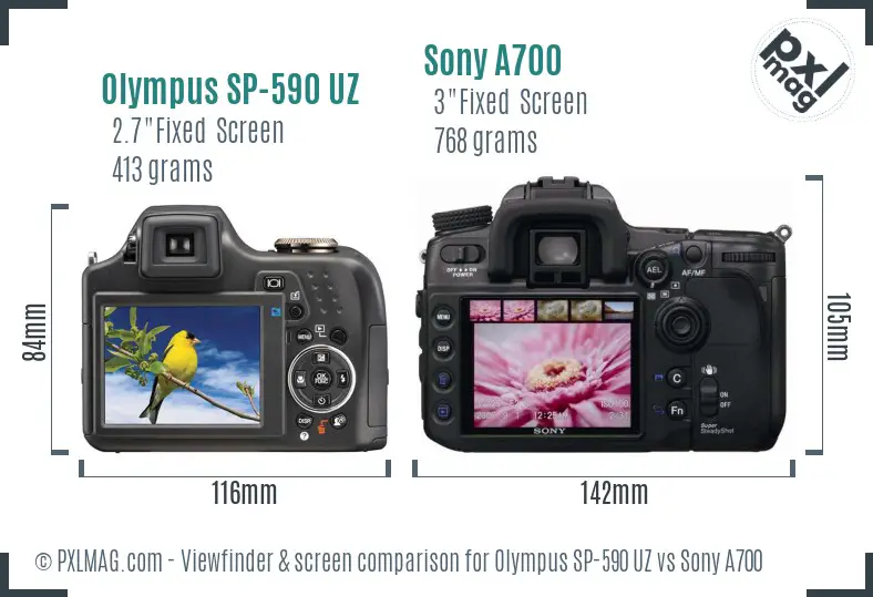 Olympus SP-590 UZ vs Sony A700 Screen and Viewfinder comparison Olympus SP-590 UZ vs Sony A700 Screen and Viewfinder comparison