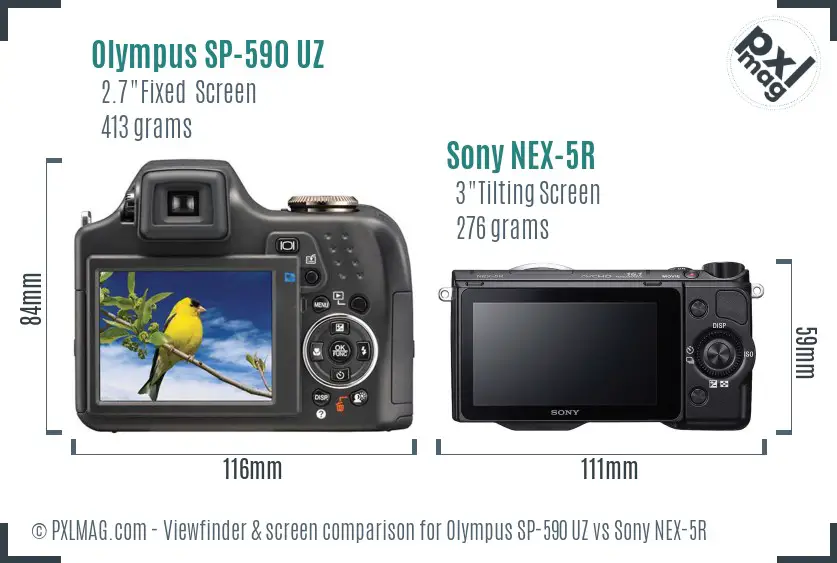 Olympus SP-590 UZ vs Sony NEX-5R Screen and Viewfinder comparison Olympus SP-590 UZ vs Sony NEX-5R Screen and Viewfinder comparison