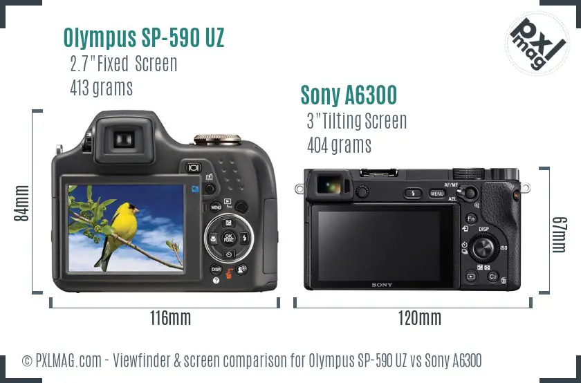 Olympus SP-590 UZ vs Sony A6300 Screen and Viewfinder comparison Olympus SP-590 UZ vs Sony A6300 Screen and Viewfinder comparison