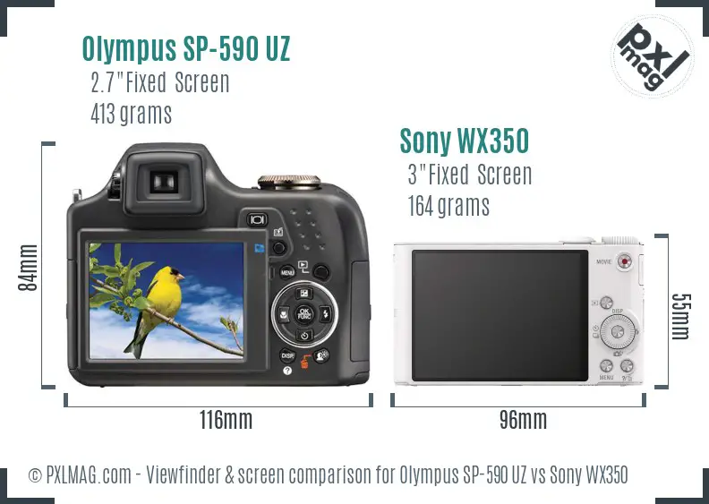 Olympus SP-590 UZ vs Sony WX350 Screen and Viewfinder comparison