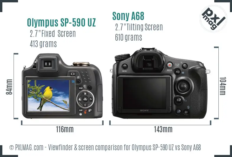 Olympus SP-590 UZ vs Sony A68 Screen and Viewfinder comparison Olympus SP-590 UZ vs Sony A68 Screen and Viewfinder comparison