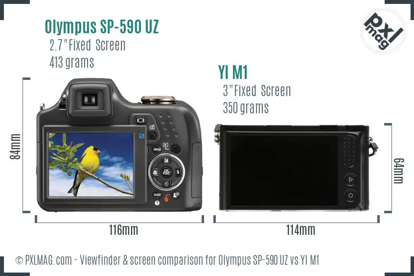 Olympus SP-590 UZ vs YI M1 Screen and Viewfinder comparison