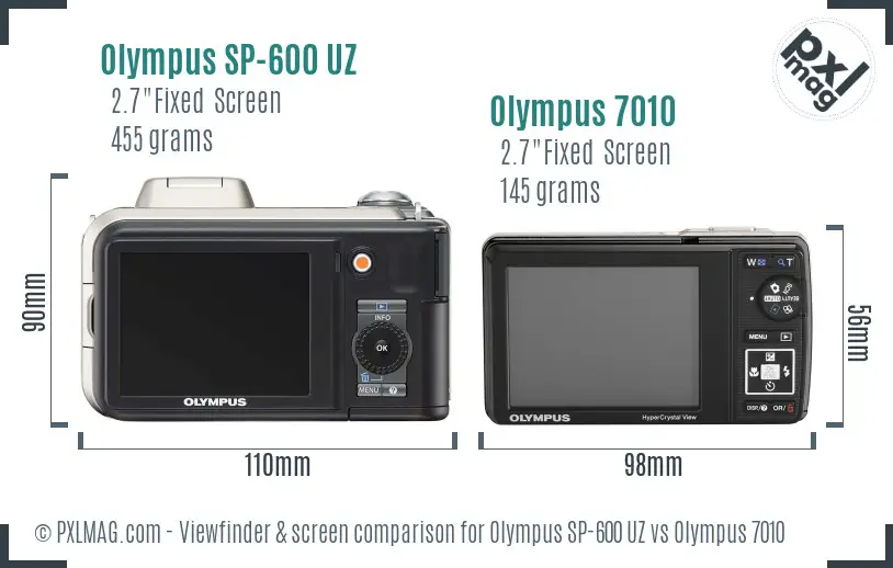 Olympus SP-600 UZ vs Olympus 7010 Screen and Viewfinder comparison