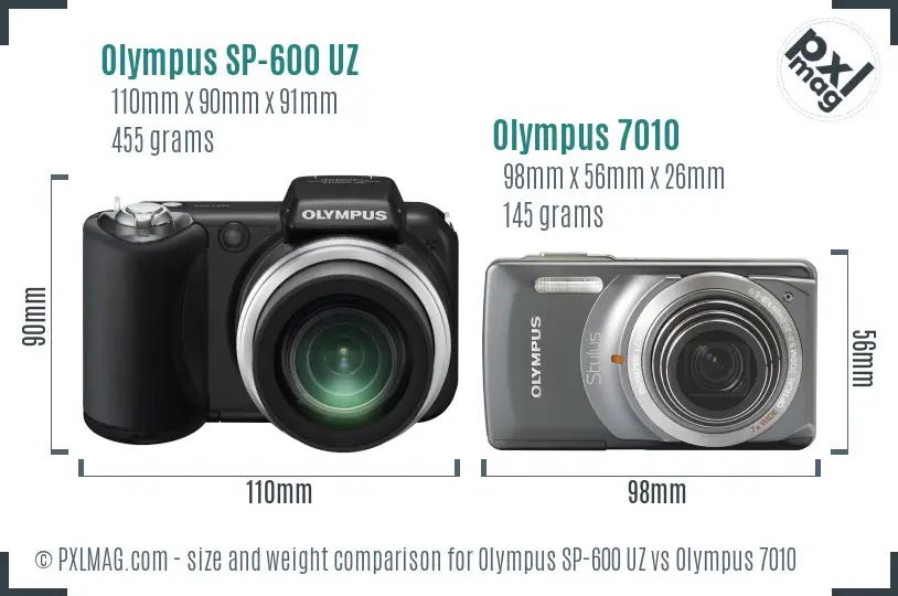Olympus SP-600 UZ vs Olympus 7010 size comparison