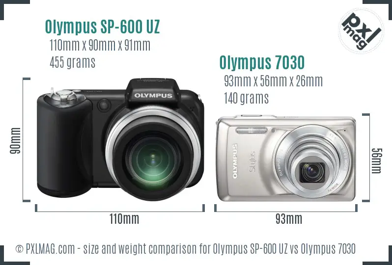 Olympus SP-600 UZ vs Olympus 7030 size comparison