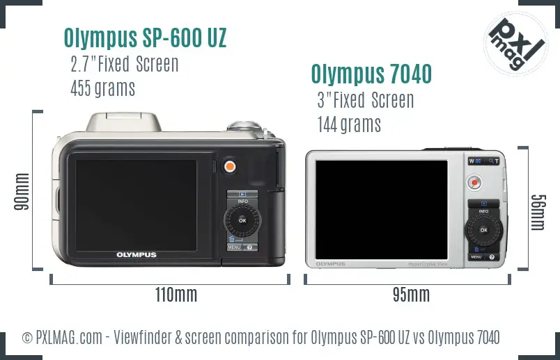 Olympus SP-600 UZ vs Olympus 7040 Screen and Viewfinder comparison