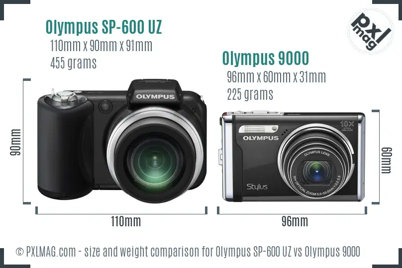 Olympus SP-600 UZ vs Olympus 9000 size comparison