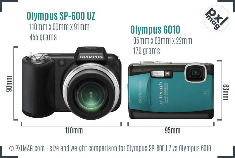 Olympus SP-600 UZ vs Olympus 6010 size comparison