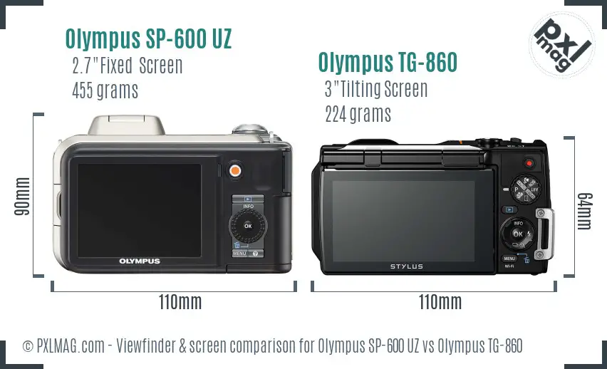 Olympus SP-600 UZ vs Olympus TG-860 Screen and Viewfinder comparison