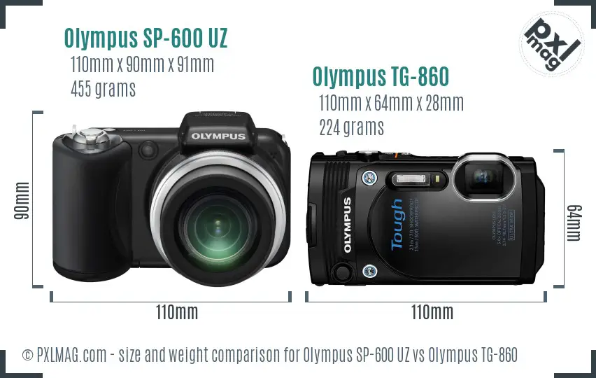 Olympus SP-600 UZ vs Olympus TG-860 size comparison