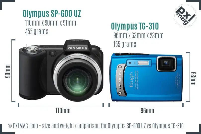 Olympus SP-600 UZ vs Olympus TG-310 size comparison