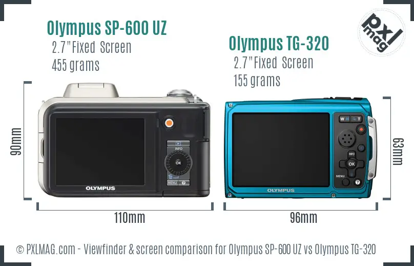 Olympus SP-600 UZ vs Olympus TG-320 Screen and Viewfinder comparison