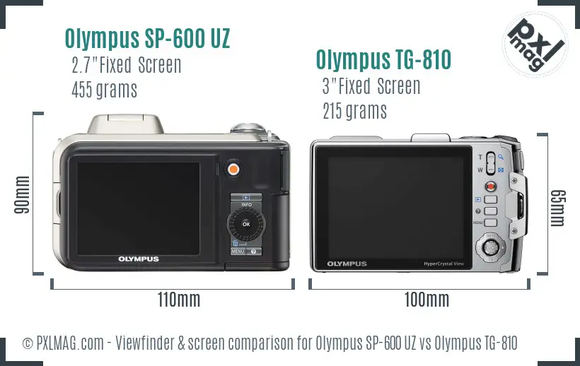 Olympus SP-600 UZ vs Olympus TG-810 Screen and Viewfinder comparison