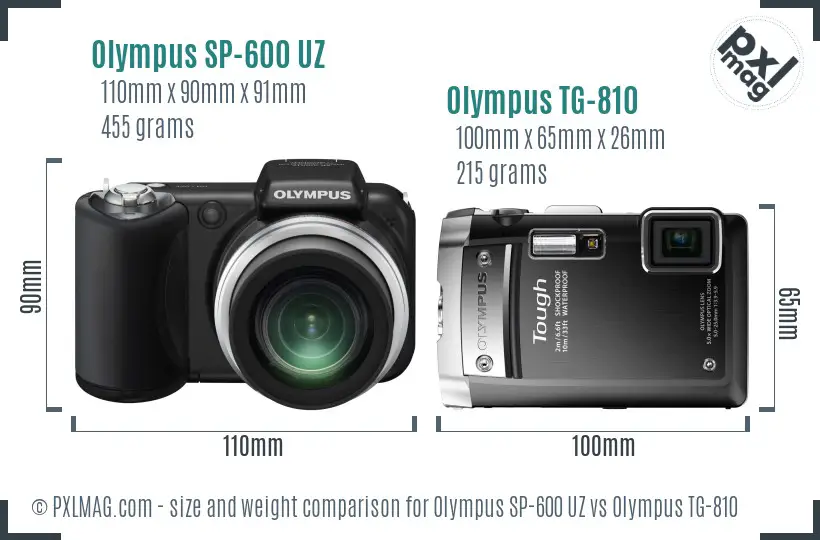 Olympus SP-600 UZ vs Olympus TG-810 size comparison