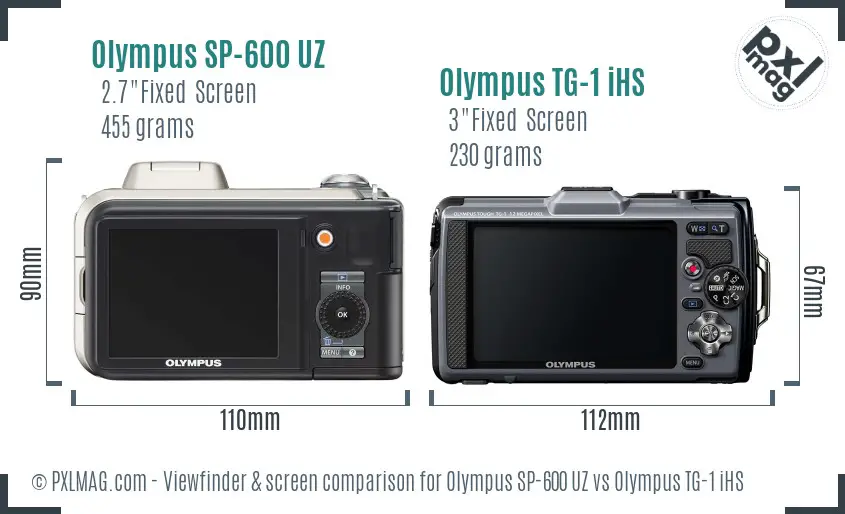 Olympus SP-600 UZ vs Olympus TG-1 iHS Screen and Viewfinder comparison