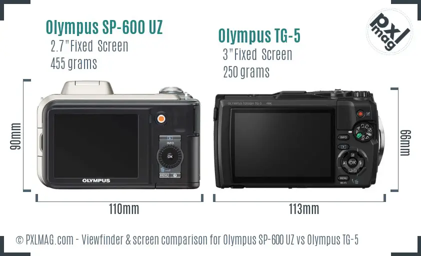 Olympus SP-600 UZ vs Olympus TG-5 Screen and Viewfinder comparison