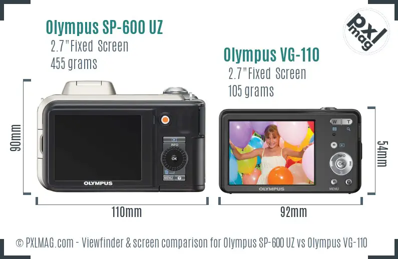 Olympus SP-600 UZ vs Olympus VG-110 Screen and Viewfinder comparison