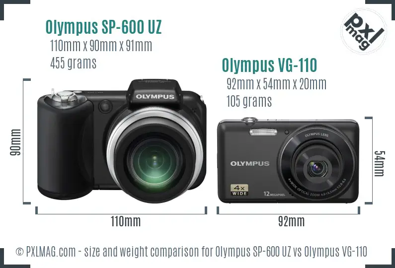 Olympus SP-600 UZ vs Olympus VG-110 size comparison
