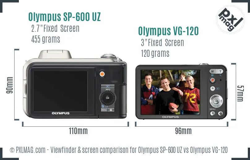 Olympus SP-600 UZ vs Olympus VG-120 Screen and Viewfinder comparison