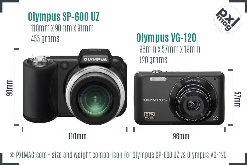 Olympus SP-600 UZ vs Olympus VG-120 size comparison