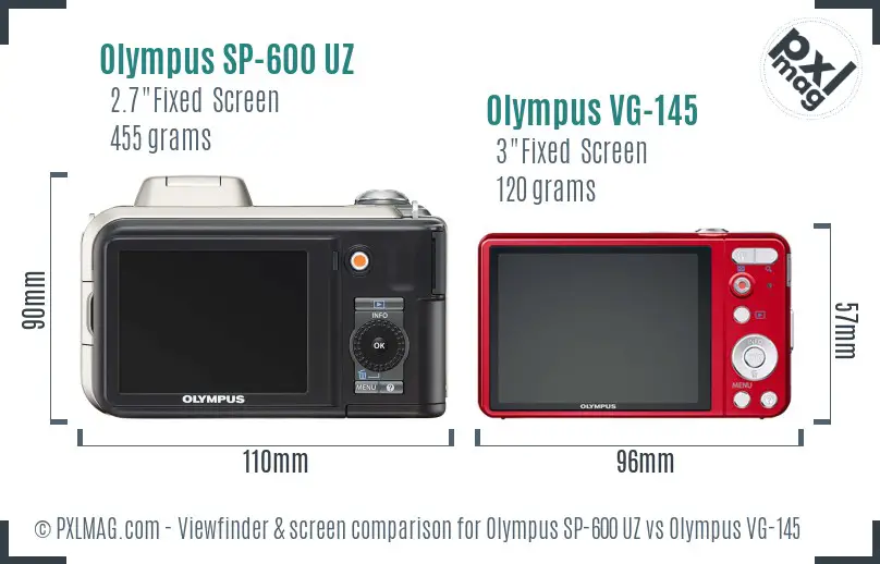 Olympus SP-600 UZ vs Olympus VG-145 Screen and Viewfinder comparison