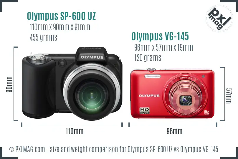 Olympus SP-600 UZ vs Olympus VG-145 size comparison