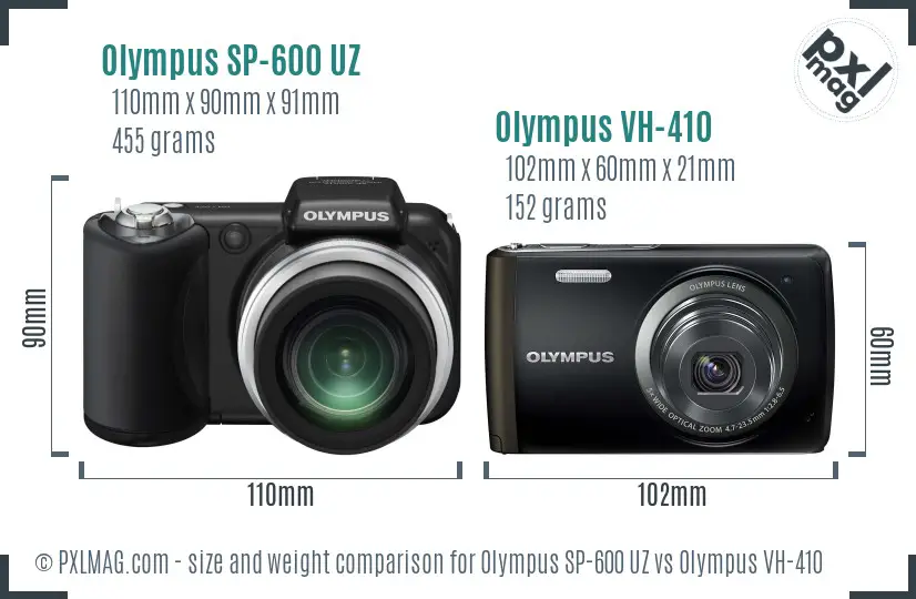 Olympus SP-600 UZ vs Olympus VH-410 size comparison