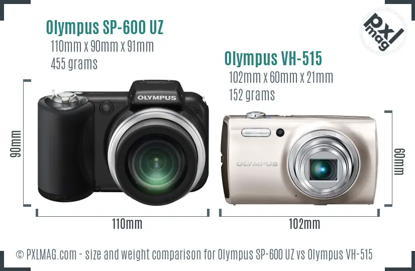 Olympus SP-600 UZ vs Olympus VH-515 size comparison