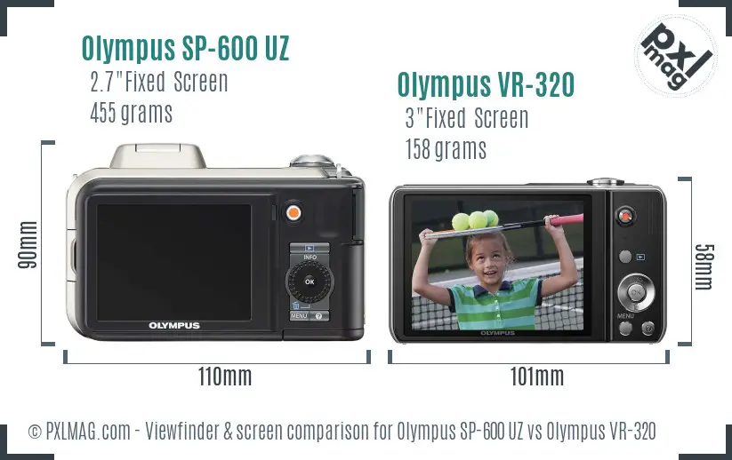Olympus SP-600 UZ vs Olympus VR-320 Screen and Viewfinder comparison