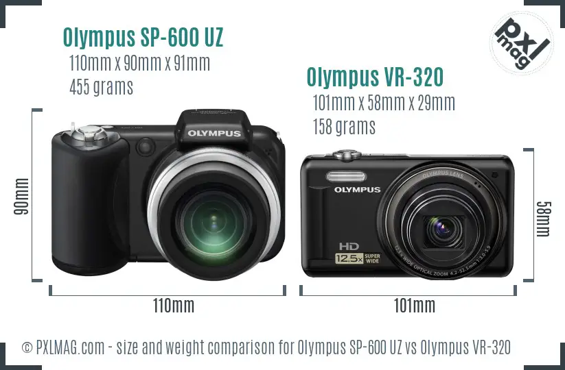 Olympus SP-600 UZ vs Olympus VR-320 size comparison