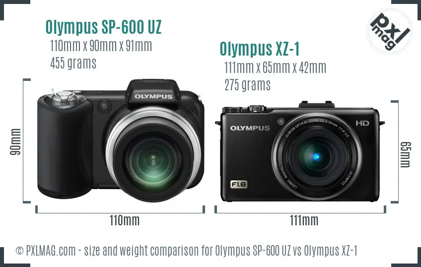 Olympus SP-600 UZ vs Olympus XZ-1 size comparison