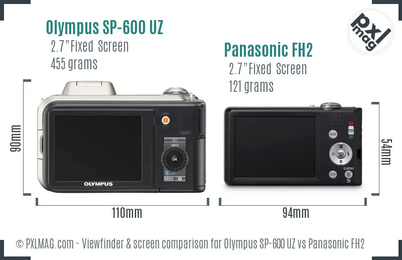Olympus SP-600 UZ vs Panasonic FH2 Screen and Viewfinder comparison