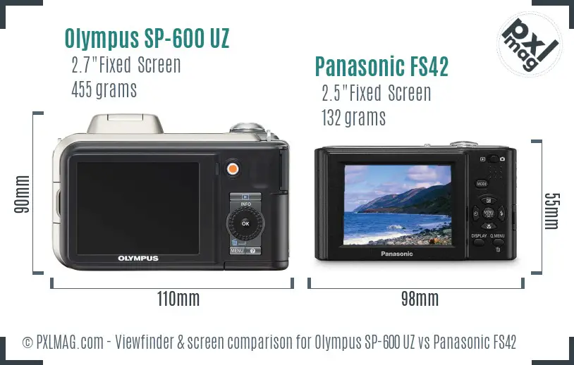 Olympus SP-600 UZ vs Panasonic FS42 Screen and Viewfinder comparison