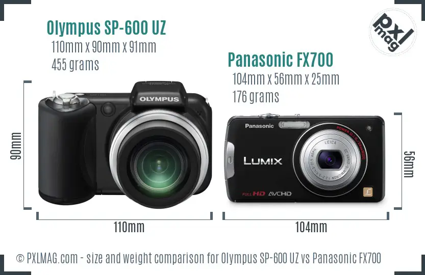 Olympus SP-600 UZ vs Panasonic FX700 size comparison