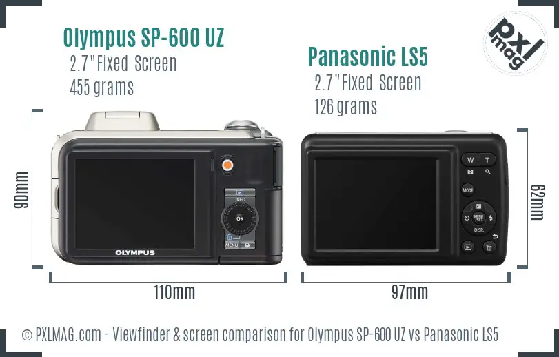 Olympus SP-600 UZ vs Panasonic LS5 Screen and Viewfinder comparison