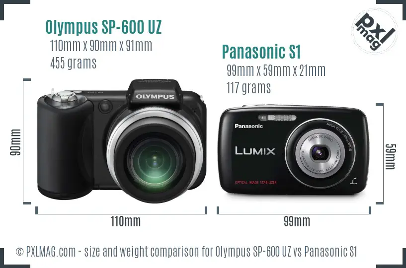 Olympus SP-600 UZ vs Panasonic S1 size comparison
