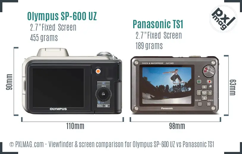 Olympus SP-600 UZ vs Panasonic TS1 Screen and Viewfinder comparison