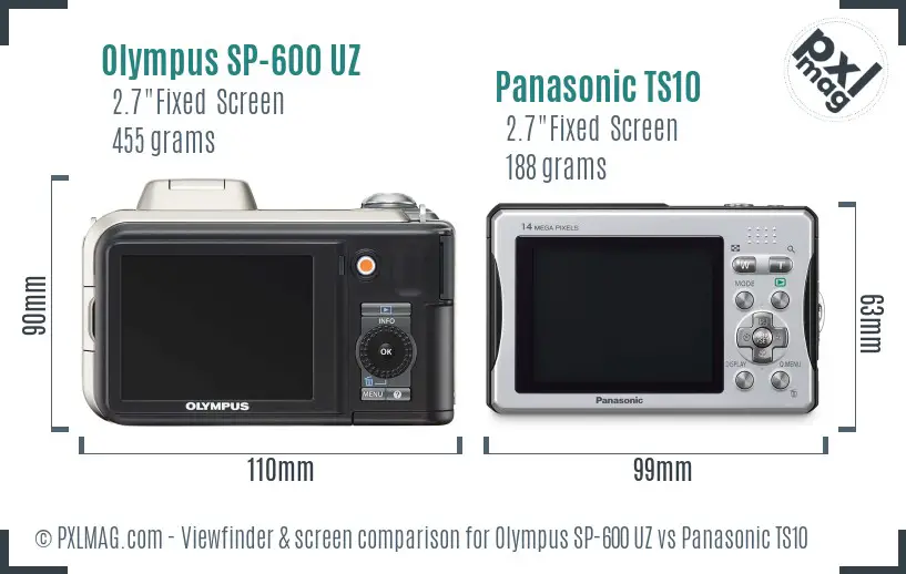 Olympus SP-600 UZ vs Panasonic TS10 Screen and Viewfinder comparison