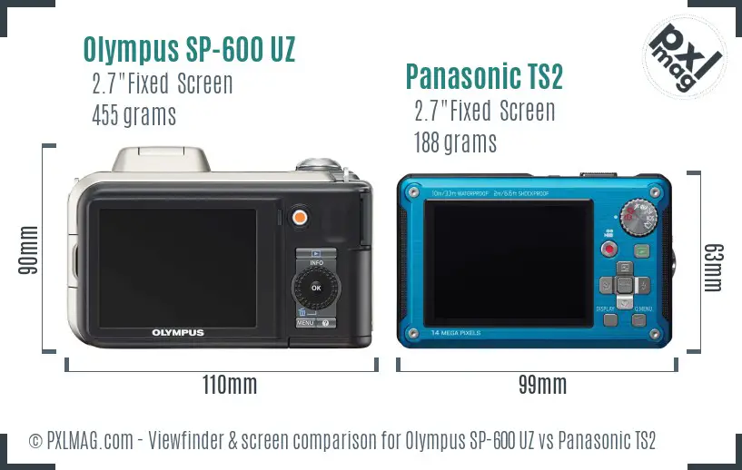 Olympus SP-600 UZ vs Panasonic TS2 Screen and Viewfinder comparison