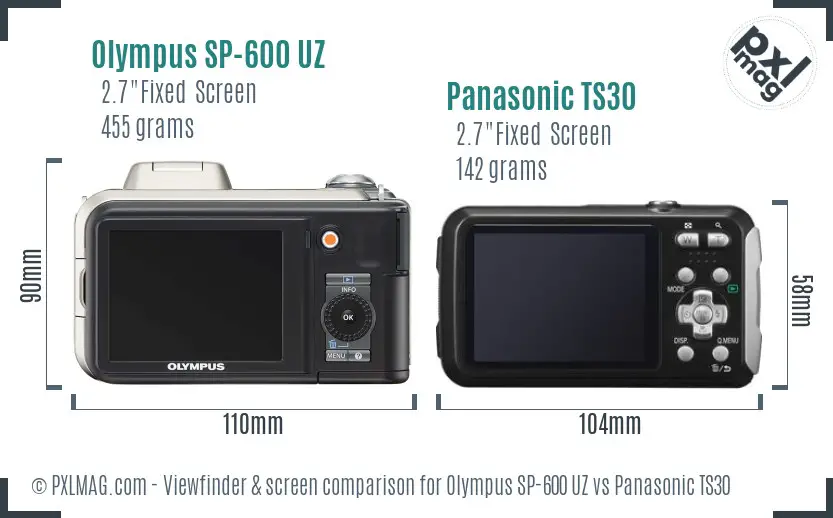 Olympus SP-600 UZ vs Panasonic TS30 Screen and Viewfinder comparison