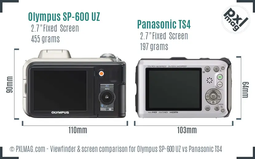 Olympus SP-600 UZ vs Panasonic TS4 Screen and Viewfinder comparison