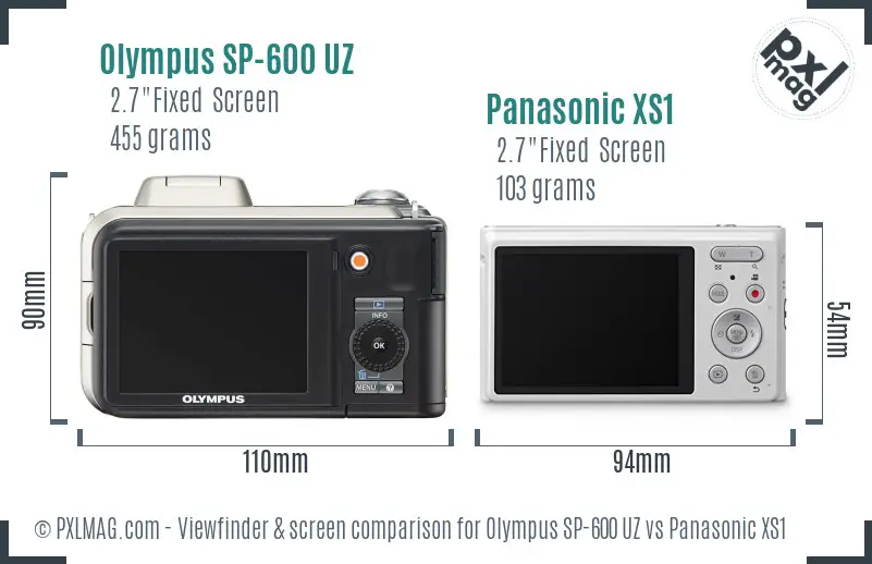 Olympus SP-600 UZ vs Panasonic XS1 Screen and Viewfinder comparison