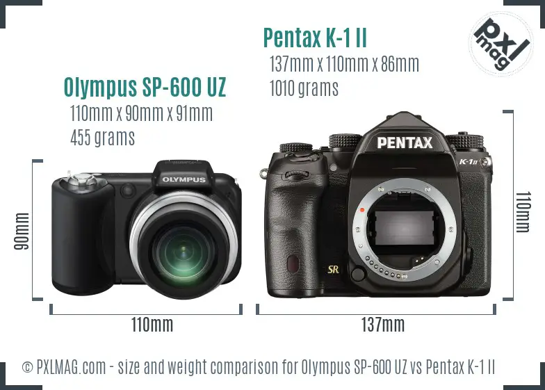 Olympus SP-600 UZ vs Pentax K-1 II size comparison
