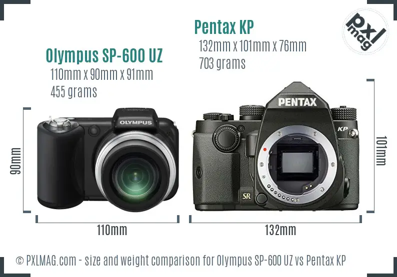 Olympus SP-600 UZ vs Pentax KP size comparison